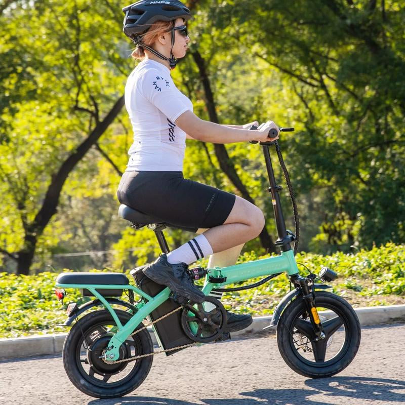 Green Folding Electric Bike-Powerful Motor, Fast Speed, 48V 350W 14-Inch Tires, Commuter-Friendly, Light Weight, Long-Lasting Battery Portable Electric Bike Folding,Electric Bike,14 Inch E-Bike,Lightweight Electric Bicycle,Compact E-Bike