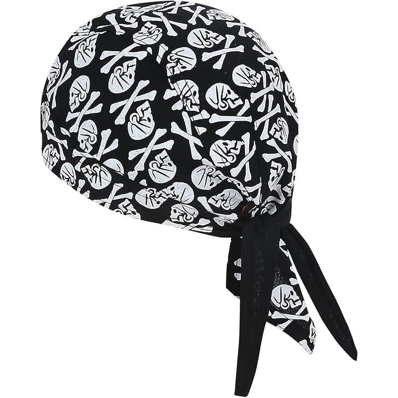 DOO Rags Dew Rag Skull Cap Pirate Hat Cycling Bandana Motorcycle Biker Cooling Head Wrap Beanie Helmet Liner