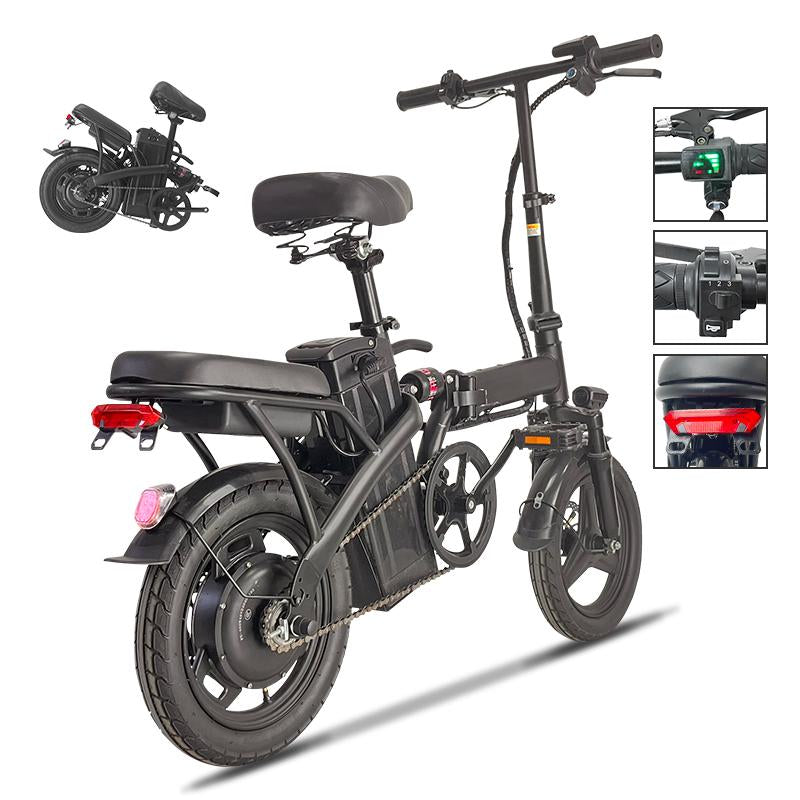 Green Folding Electric Bike-Powerful Motor, Fast Speed, 48V 350W 14-Inch Tires, Commuter-Friendly, Light Weight, Long-Lasting Battery Portable Electric Bike Folding,Electric Bike,14 Inch E-Bike,Lightweight Electric Bicycle,Compact E-Bike