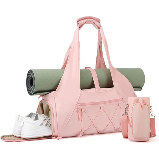 Yoga Mat Bag with Shoe Compartment & Wet Pocket, Sport Yoga Gym Bag with Yoga Strap, Travel Essentials Carryall Yoga Tote Bag