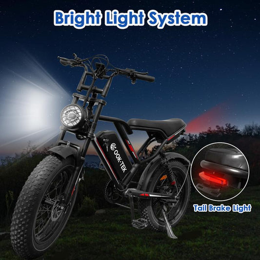 Electric Bike Adults Peak 1000W, 31MPH Electric Bicycle with 48V 17.5AH Battery, Electric Motorbike with 20" Fat Tires, Dual Disc Brakes & Full Suspension, UL Certified